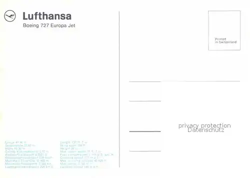 AK / Ansichtskarte Lufthansa Boeing 727 Europa Jet Kat. Flug