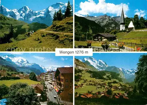 AK / Ansichtskarte Wengen BE Eiger Moench Jungfrau Dorfstrasse Evangelische Kirche Breithorn Kat. Wengen