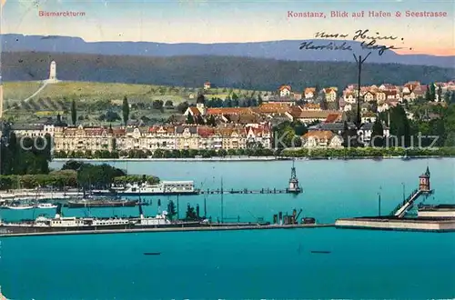 AK / Ansichtskarte Konstanz Bodensee Bismarckturm Hafen Seestrasse Kat. Konstanz