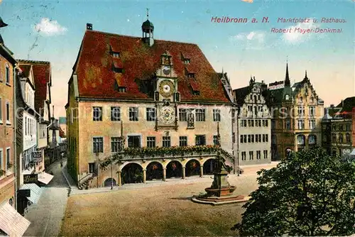 AK / Ansichtskarte Heilbronn Neckar Marktplatz Rathaus Robert Mayer Denkmal Kat. Heilbronn