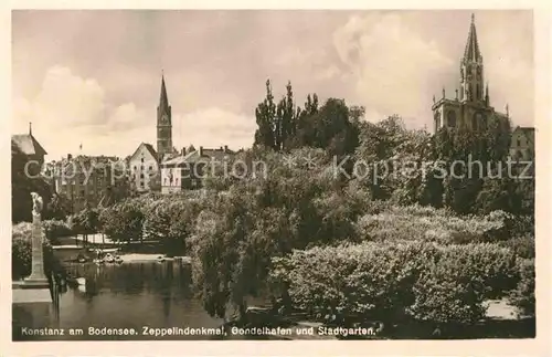 AK / Ansichtskarte Konstanz Bodensee Zeppelindenkmal Gondelhafen Stadtgarten Kat. Konstanz