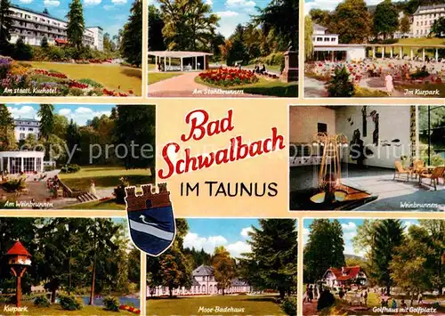 AK / Ansichtskarte Bad Schwalbach Stahlbrunnen Weinbrunnen Kurpark Kat. Bad Schwalbach