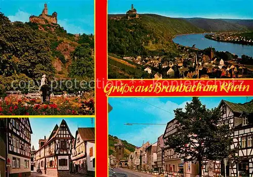 AK / Ansichtskarte Braubach Rhein Panorama mit Marksburg Altstadt Fachwerkhaeuser Kat. Braubach