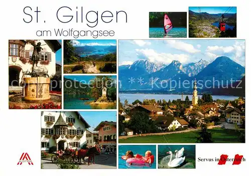 AK / Ansichtskarte St Gilgen Wolfgangsee See Brunnen Panorama Dorfplatz