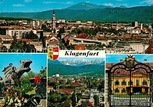 AK / Ansichtskarte Klagenfurt Woerthersee Lindwurmbrunnen Stadtansicht Koschuta Residenz