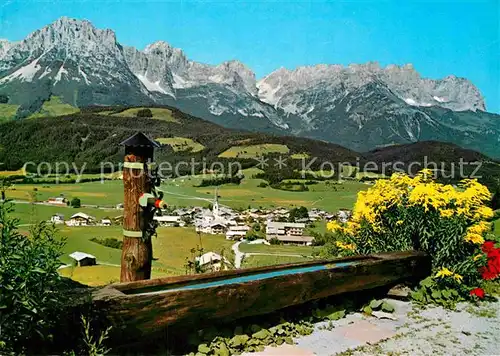 AK / Ansichtskarte Ellmau Tirol Brunnen Blick zum Wilden Kaiser Kat. Ellmau