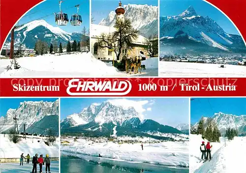 AK / Ansichtskarte Ehrwald Tirol Kirche Skilift Panorama Eislaufbahn