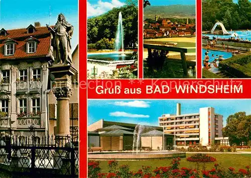AK / Ansichtskarte Bad Windsheim Denkmal Brunnen Kurgarten Freibad Kat. Bad Windsheim