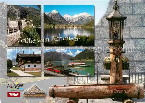 AK / Ansichtskarte Achensee Panorama Bahnhof Anlegestelle Sankt Barbara Brunnen Kat. Eben am Achensee