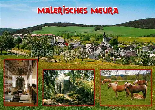 AK / Ansichtskarte Meura Teilansicht Dorfkirche Meurasteine Haflinger Gestuet Kat. Meura