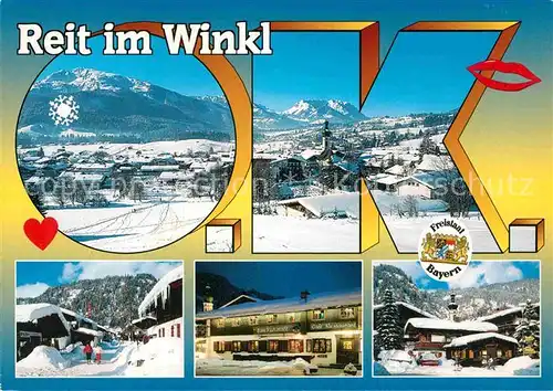 AK / Ansichtskarte Reit Winkl Panorama Dorfmotive Gasthaus Zum Kuhstall Kat. Reit im Winkl