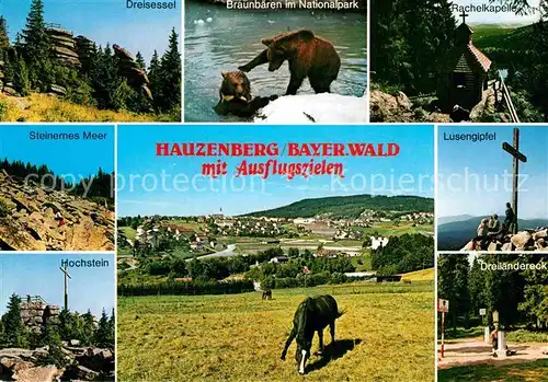 AK / Ansichtskarte Hauzenberg Niederbayern Dreisessel Braunbaeren Rachelkapelle Steinernes Meer Hochstein Lusengipfel Dreilaendereck Kat. Hauzenberg