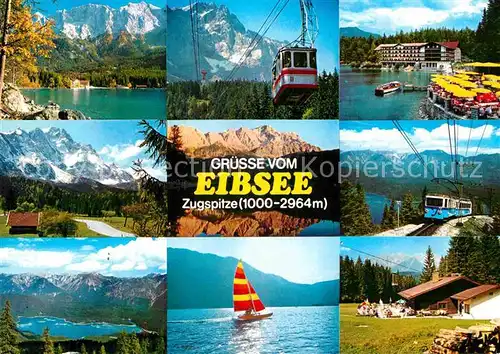 AK / Ansichtskarte Eibsee Zugspitze Eibseehotel Eibseealm Seilbahn Zahnradbahn Kat. Grainau