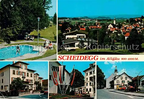 AK / Ansichtskarte Scheidegg Allgaeu Panorama Wassertretanlage Ortspartien Kat. Scheidegg