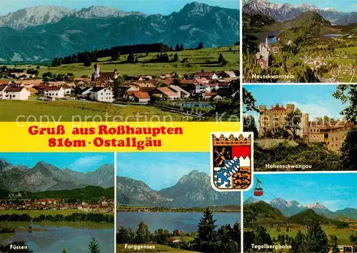 AK / Ansichtskarte Rosshaupten Forggensee Panorama Neuschwanstein Hohenschwangau Fuessen Tegelbergbahn Kat. Rosshaupten