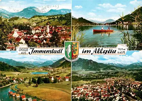 AK / Ansichtskarte Immenstadt Allgaeu Panorama Bootspartie Fliegeraufnahmen Kat. Immenstadt i.Allgaeu