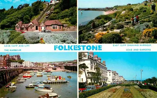 AK / Ansichtskarte Folkestone Leas Cliff and Lift Showing Harbour Leas and Gardens Kat. Shepway