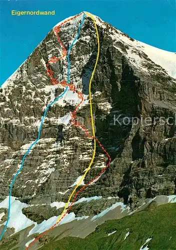 AK / Ansichtskarte Grindelwald Eiger Nordwand Bergsteiger Routen Gebirgspanorama Kat. Grindelwald