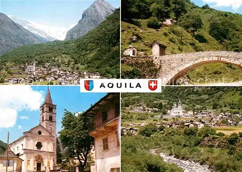 AK / Ansichtskarte Aquila TI Gesamtansicht mit Alpenpanorama Steinbruecke Kirche Kat. Aquila