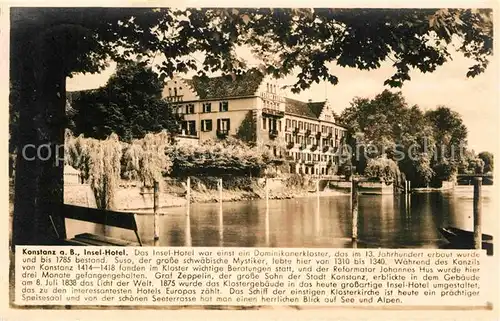 AK / Ansichtskarte Konstanz Bodensee Insel Hotel Kat. Konstanz