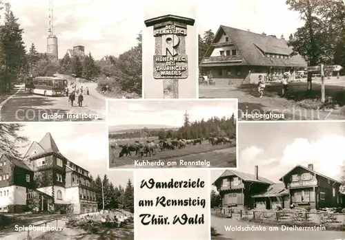 AK / Ansichtskarte Grosser Inselsberg Heuberghaus Kuhherde Rennsteig Waldschaenke  Kat. Brotterode