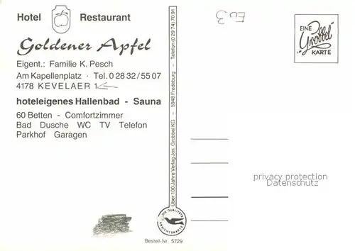 AK / Ansichtskarte Kevelaer Hotel Restaurant Goldener Apfel Kat. Kevelaer