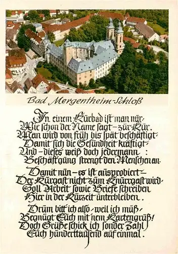 AK / Ansichtskarte Bad Mergentheim Fliegeraufnahme Schloss Kat. Bad Mergentheim