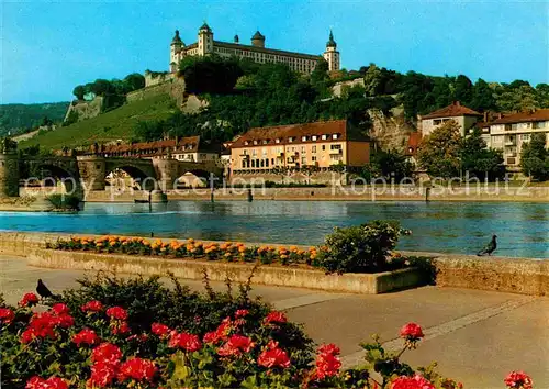 AK / Ansichtskarte Wuerzburg Festung Marienberg und alte Mainbruecke Kat. Wuerzburg