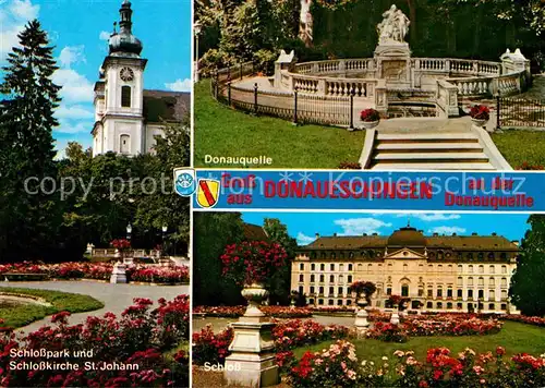 AK / Ansichtskarte Donaueschingen Schlosspark Schlosskirche St Johann Donauquelle Schloss Kat. Donaueschingen