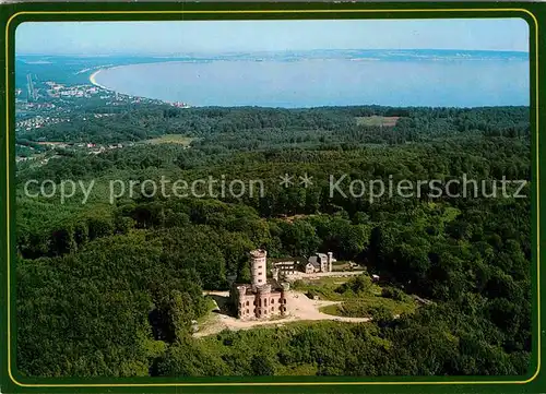 AK / Ansichtskarte Granitz Ruegen Jagdschloss mit Blick auf Ostseebad Binz Fliegeraufnahme