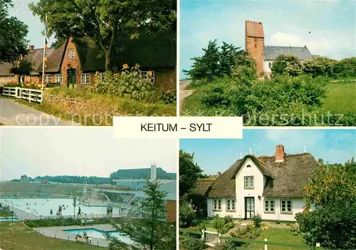 AK / Ansichtskarte Keitum Sylt Dorfpartie Kirche Schwimmbad Friesenhaus Kat. Sylt Ost