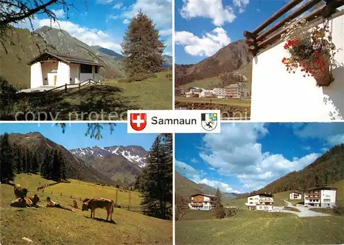 AK / Ansichtskarte Samnaun Dorf Kirchlein Teilansicht Weide Kat. Samnaun Dorf
