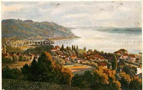 AK / Ansichtskarte Ludwigshafen Bodensee Panorama gemalt Marschall Kat. Bodman Ludwigshafen