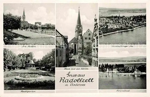 AK / Ansichtskarte Radolfzell Bodensee Strandbad Fliegeraufnahme Hafen Stadtgarten Kat. Radolfzell am Bodensee