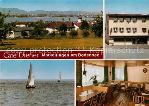 AK / Ansichtskarte Markelfingen Cafe Diener Segelboot Panorama Kat. Radolfzell am Bodensee