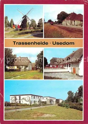 AK / Ansichtskarte Trassenheide Usedom Muehle Erholungszentrum Bahnhof Bauernhaus Kat. Trassenheide