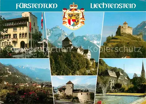 AK / Ansichtskarte Liechtenstein  Schloss Vaduz Rathaus Schloss Gutenberg Pfarrkirche Kat. Liechtenstein