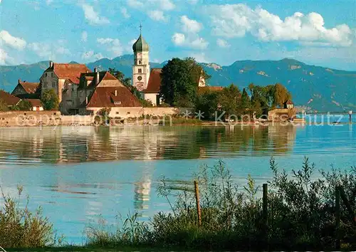 AK / Ansichtskarte Wasserburg Bodensee Teilansicht mit Kirche Kat. Wasserburg (Bodensee)