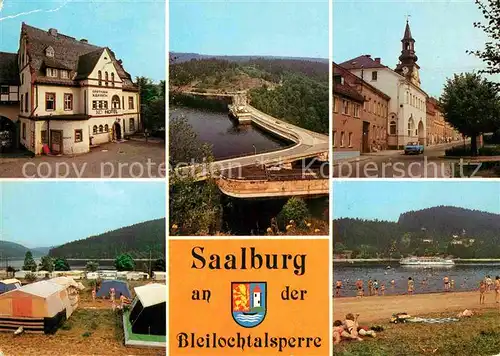 AK / Ansichtskarte Bleilochtalsperre Hotel Kranich Rathaus Badestrand Campingplatz  Kat. Schleiz