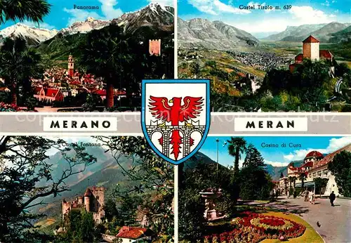 AK / Ansichtskarte Meran Merano Panorama Schloss Tirol Brunnenburg Kurhaus