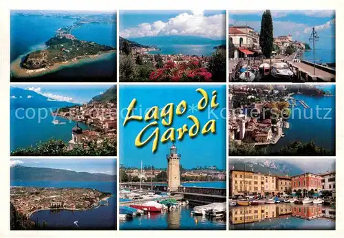 AK / Ansichtskarte Lago di Garda Fliegeraufnahme Leuchtturm Hafen Bucht Kat. Italien