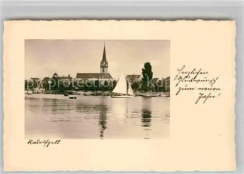 AK / Ansichtskarte Radolfzell Bodensee Neujahrskarte Kirche Boot Kat. Radolfzell am Bodensee