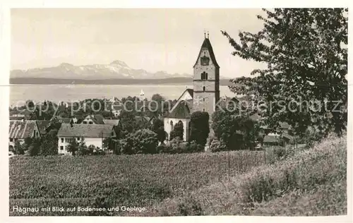 AK / Ansichtskarte Hagnau Bodensee Kirche Gebirge Kat. Hagnau am Bodensee