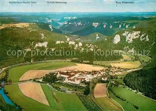 AK / Ansichtskarte Beuron Donautal mit Donaudurchbruch Erzabtei Schwaebische Alb Fliegeraufnahme Kat. Beuron