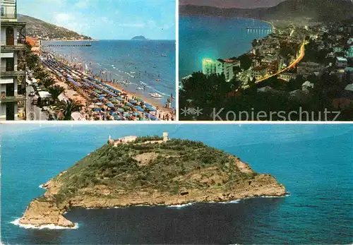 AK / Ansichtskarte Alassio Strand Panorama Insel Gallinara Kat. 