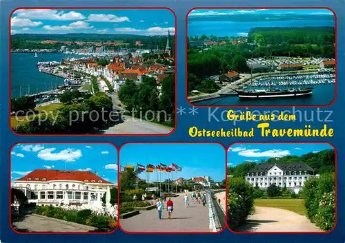 AK / Ansichtskarte Travemuende Ostseebad Fliegeraufnahme Dreimaster Passat Kurpromenade Kurhaus  Kat. Luebeck