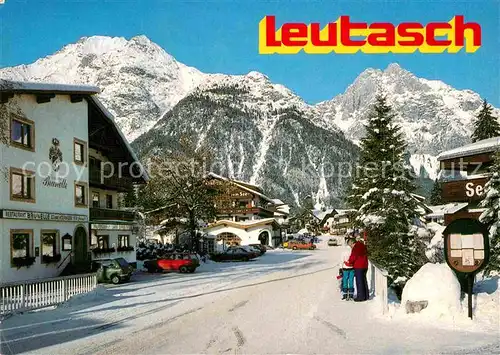 AK / Ansichtskarte Weidach Leutasch Strassenmotiv mit Dreitorspitze und Wetterstein Kat. Leutasch Tirol
