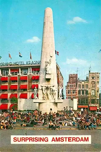 AK / Ansichtskarte Amsterdam Niederlande Nationale Monument mit Grand Hotel Krasna Kat. Amsterdam