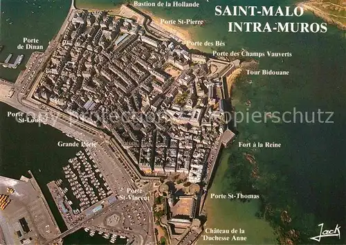 AK / Ansichtskarte Saint Malo Ille et Vilaine Bretagne Intra Muros Fliegeraufnahme mit Hafen  Kat. Saint Malo