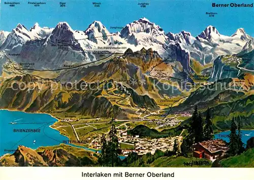 AK / Ansichtskarte Interlaken BE mit Berner Oberland Alpen aus der Vogelperspektive Kat. Interlaken